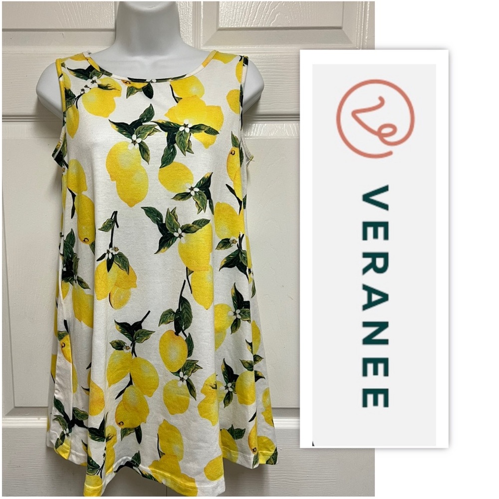 Veranee Lemon Print Sleeveless Mini Dress
